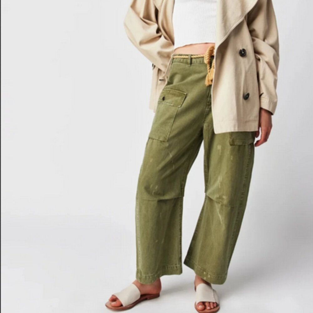 Free People We the Free Mending Heart Barrel Pants Cargo S 4